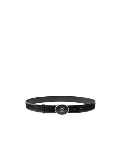 Pinko Logo Detailed Buckled Belt In Black