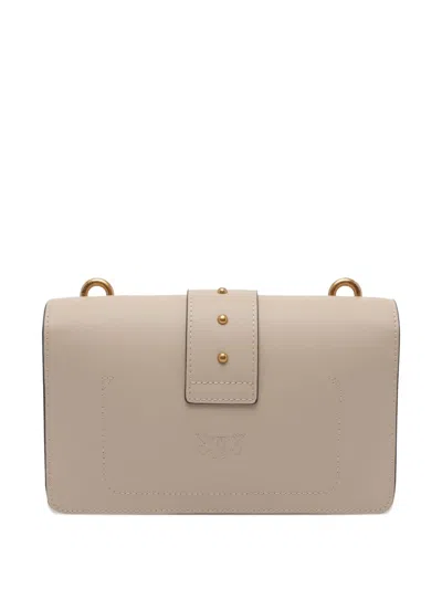 Pinko Logo-embellished Flap Shoulder Bag In Neutral
