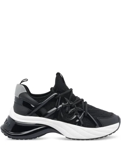 Pinko Logo-embellished Lace-up Sneakers In Black