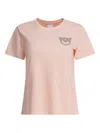 Pinko Nambrone Pink Crewneck T-shirt With Love Birds Diamond Cut Logo On The Chest In Cotton Woman In Pink