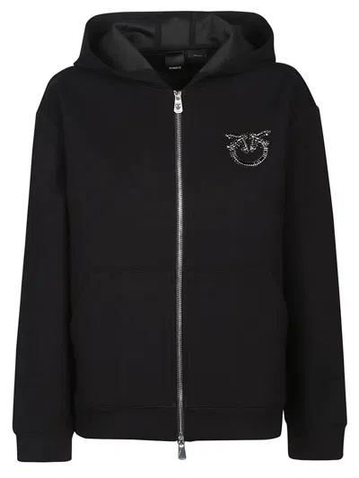 PINKO LOGO EMBELLISHED ZIP-UP HOODED JACKET