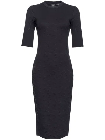 Pinko Logo-embossed Knitted Dress In Black