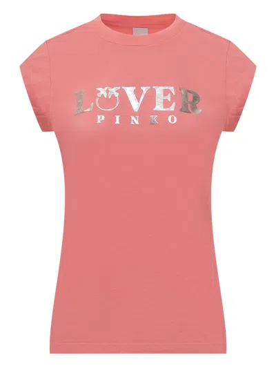 Pinko Logo-embossed Short-sleeve T-shirt In Pink