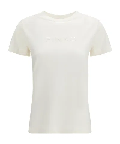Pinko Logo Embossed Short Sleeved T-shirt In Brown
