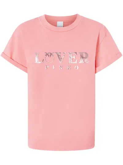Pinko Logo-embossed T-shirt In Pink