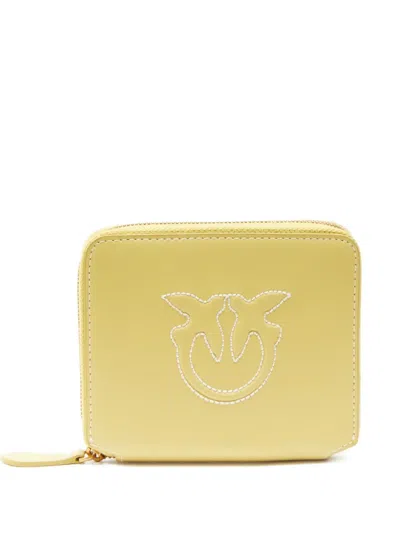 Pinko Logo-embossed Zip-around Wallet In Yellow