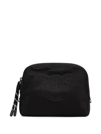 Pinko Logo-embossed Zip-top Make-up Bag In Black