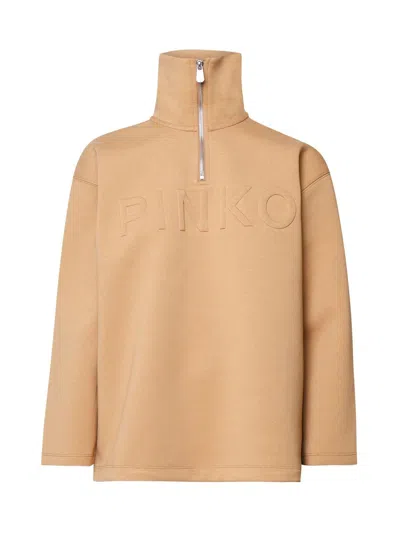 PINKO LOGO-EMBOSSED ZIP-UP SWEATSHIRT