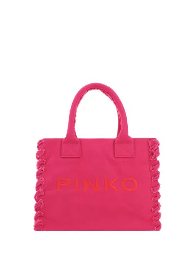 Pinko Logo Embroidered Beach Shopper Bag