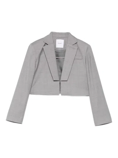 Pinko Kids' Logo-embroidered Blazer In Gray