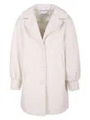 Pinko Ivory Coat For Girl With Logo In Neutrals