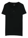 Pinko Logo-embroidered Cotton T-shirt In Black
