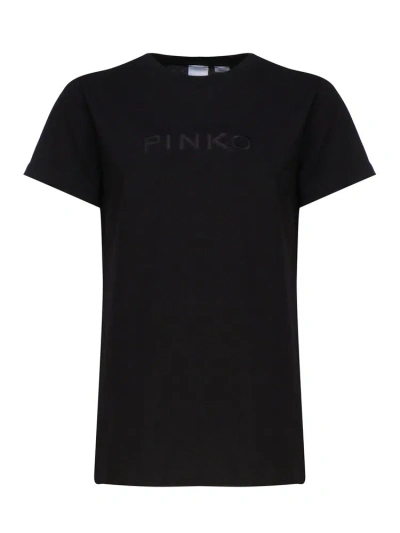 Pinko Logo Embroidered Crewneck T In Black