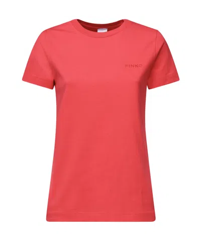 PINKO PINKO LOGO EMBROIDERED CREWNECK T-SHIRT