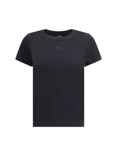 Pinko Logo-embroidered Crewneck T-shirt In Blue