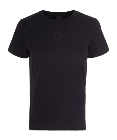 Pinko Logo Embroidered Crewneck T-shirt In Blue