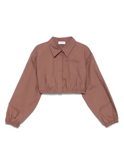 Pinko Kids' Logo-embroidered Jacket In 褐色