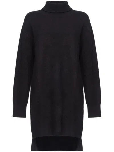 Pinko Logo-embroidered Knitted Dress In Black