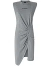 Pinko Knitted Midi Dress With Padded Shoulders In Grey