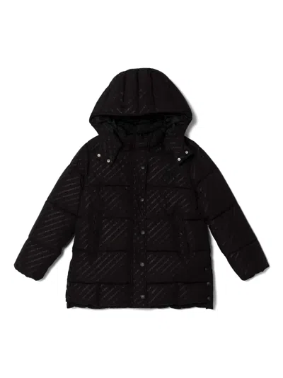 Pinko Kids' Logo-embroidered Padded Coat In Black