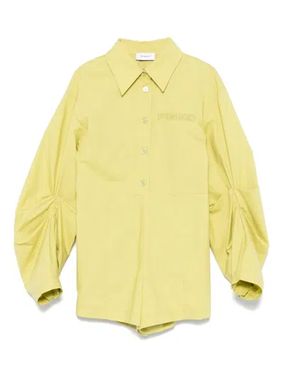Pinko Kids' Logo-embroidered Playsuit In 绿色