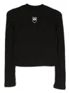 Pinko Logo-embroidered Ribbed-knit Jumper In Black