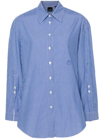 Pinko Logo-embroidered Shirt In Blue