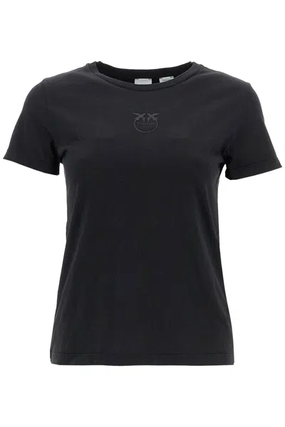 Pinko Logo Embroidered Short-sleeved T-shirt In Nero Limousine (black)