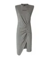 Pinko Knitted Midi Dress With Padded Shoulders In Gray