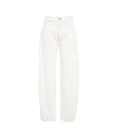 Pinko Logo Embroidered Straight Leg Jeans In White