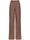 Pinko Logo-embroidered Straight-leg Trousers In Brown