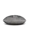 Pinko Logo-embroidered Striped Knitted Beret In White
