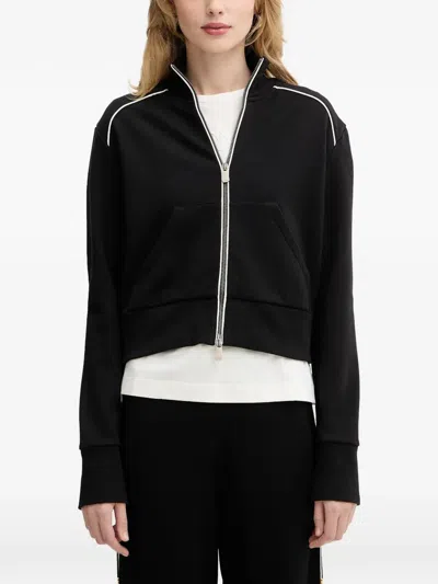 Pinko Logo-embroidered Sweat Jacket In Black