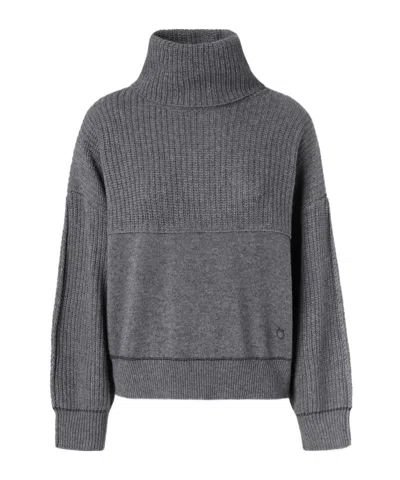 Pinko Logo-embroidered Sweater In Gray