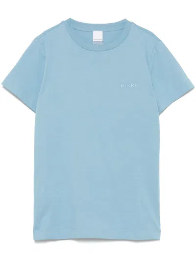 Pinko Logo-embroidered T-shirt In Blue