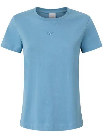 Pinko Logo-embroidered T-shirt In Blue