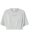 Pinko Short And Loose T-shirt With Logo Embroidery In Grey
