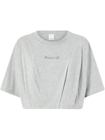 PINKO LOGO-EMBROIDERED T-SHIRT