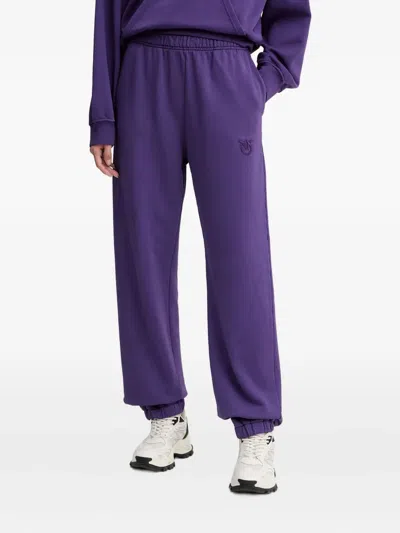 Pinko Logo-embroidered Track Pants In Purple