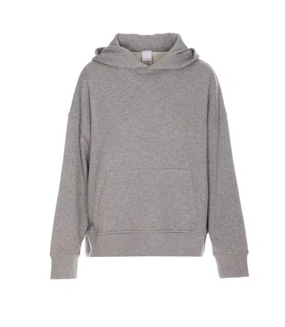 Pinko Versized Hoodie With Logo Embroidery In Grey