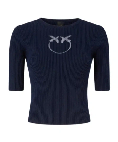 Pinko Logo Fine Rib Sweater In Black