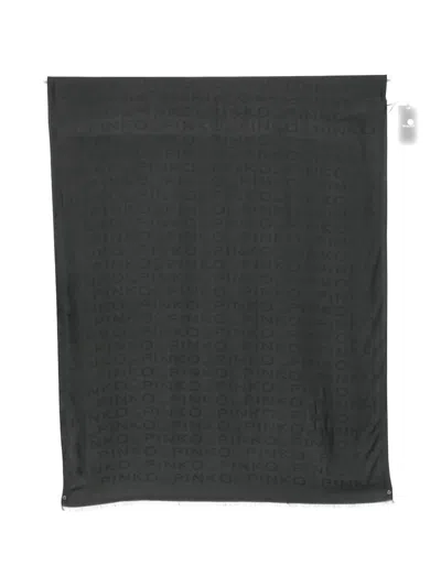 Pinko Logo Frayed Scarf In Black