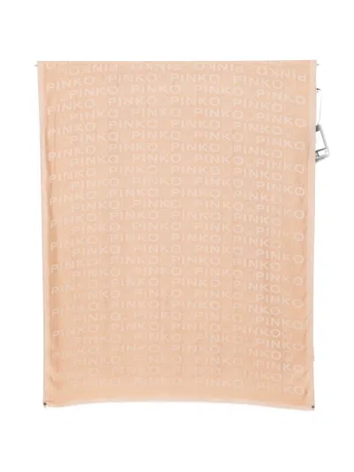 Pinko Logo Frayed Scarf In Orange