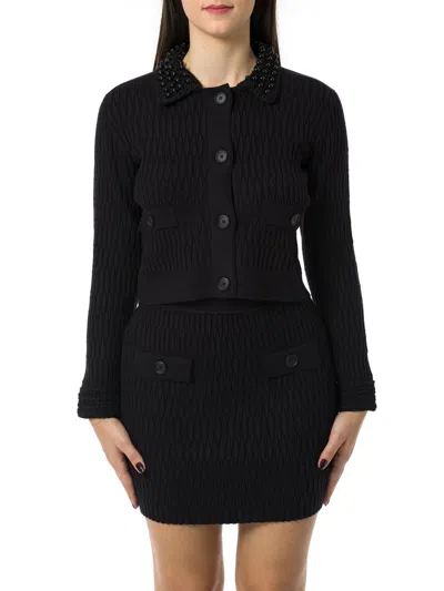 Pinko Textured Knit Jacket In Black