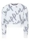 Pinko White Sweater For Girl With Writing In White