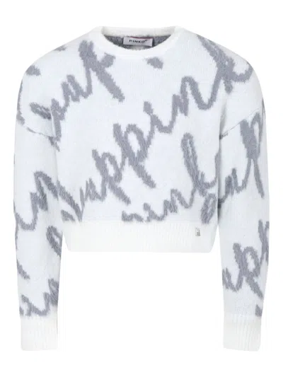 Pinko Kids' Logo-intarsia Sweater In White