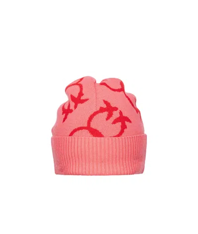 Pinko Logo-jacquard Beanie Hat In Pink