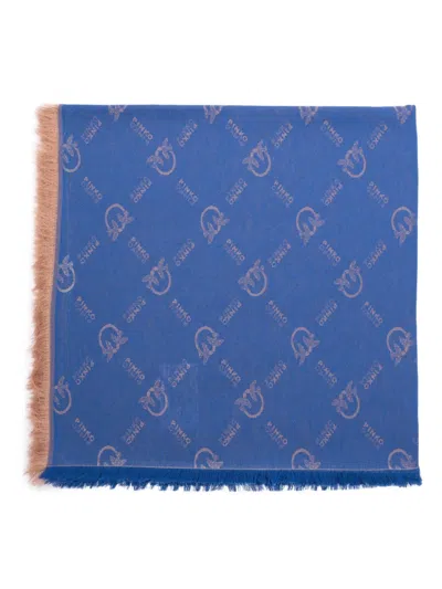 Pinko Logo-jacquard Scarf In Blue