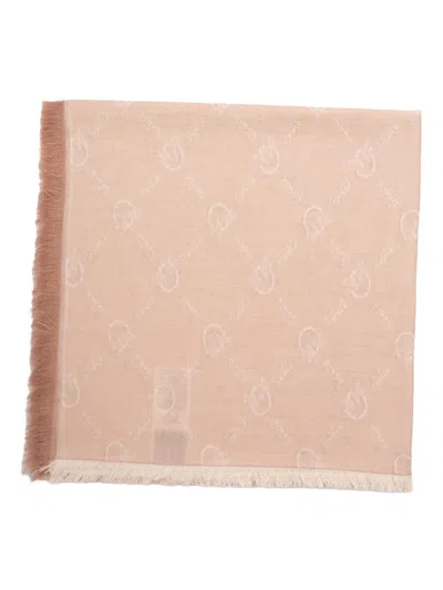 Pinko Schal Mit Jacquard-logo In Nude