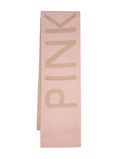 Pinko Kids' Logo-jacquard Scarf In 粉色